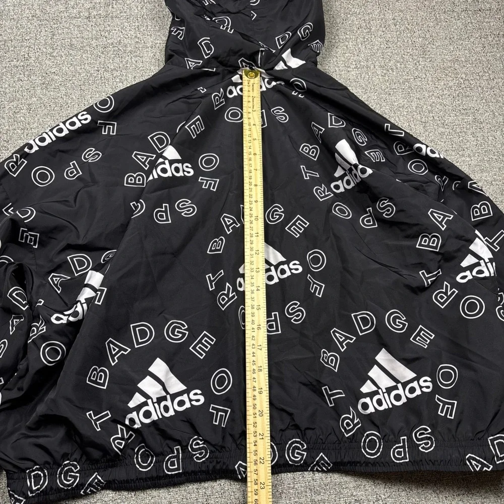 Adidas‎ Badge of Sport Windbreaker Jacket Mens Large Black White All Over HC9177